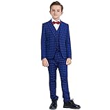 Plavict Boys Plaid Suits 5 Pieces, Wedding Suits for Boys