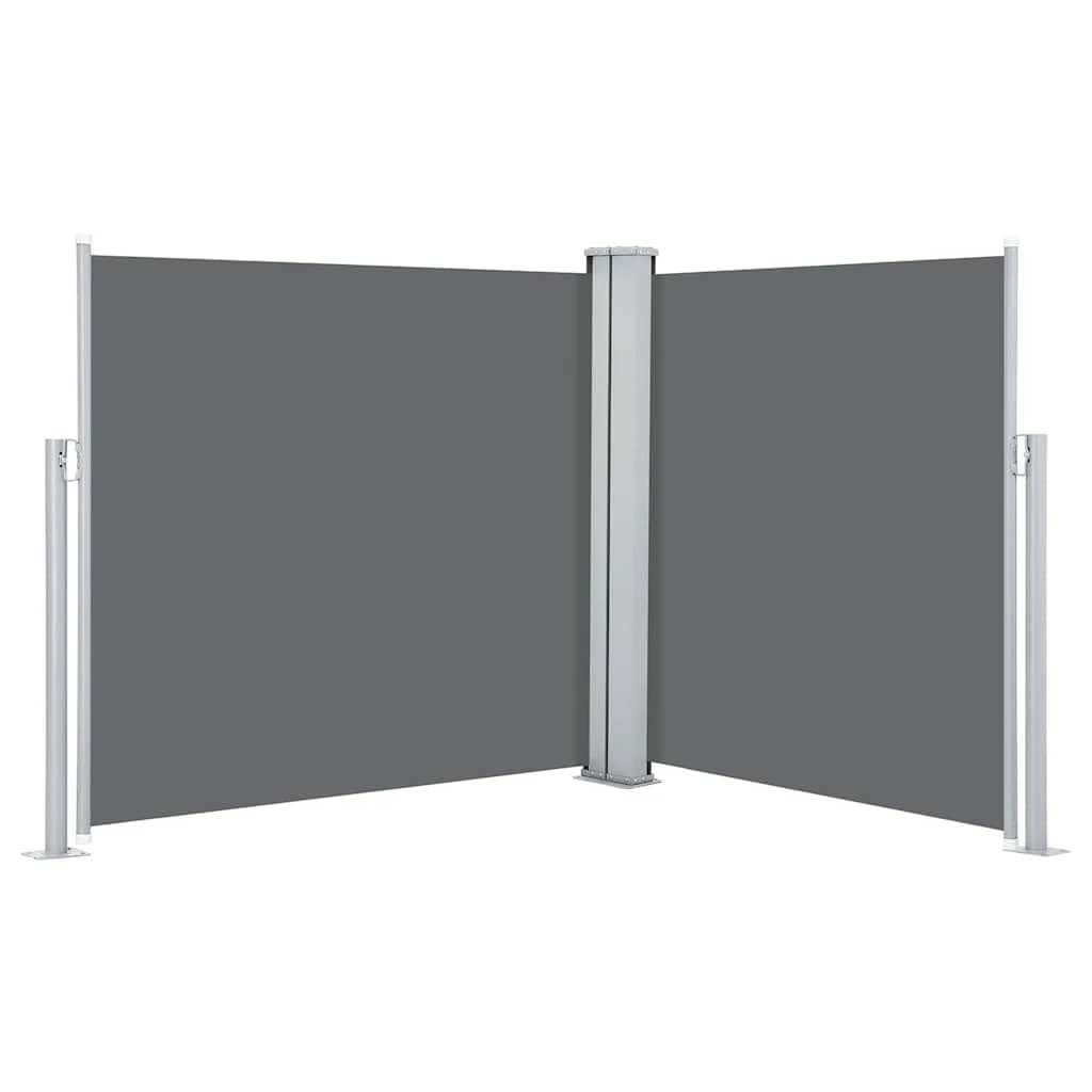 Auvent latéral rétractable double anthracite 120x600 cm en alu