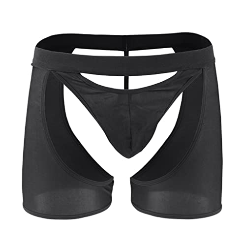SNOMYRS Mens Sissy Lingerie Panties With Garter Gay Underwear Bulge Pouch Mid-Waist Sexy Lingerie G-String Thongs