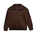 Boys' Quarter Zip Sweatshirt Kids Long Sleeve Pullover Tops Tween Boys Fall Fashion School Preppy Solid Cute Clothes Coffee