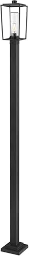 Z-Lite 594PHMS-536P-BK Sheridan - Poste para exteriores, 1 luz, 100 vatios, color negro