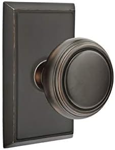 Emtek Juego de privacidad, roseta rectangular, perilla Norwich, bronce aceitado US10B