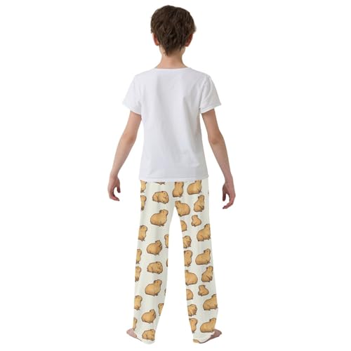Boys' Pants Brown Capybara Long Bottoms Jogger Pants Elastic Waist Trousers with Pockets S-XL3