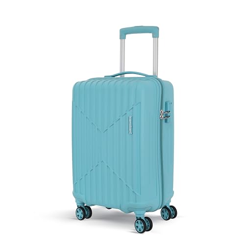 KAMILIANT by American Tourister Cabin Savvy 55 Cms Small (PP) Hard Sided 8 Wheels Spinner Luggage/Suitcase/Trolley Bag (Sea Blue) (Double Wheel)
