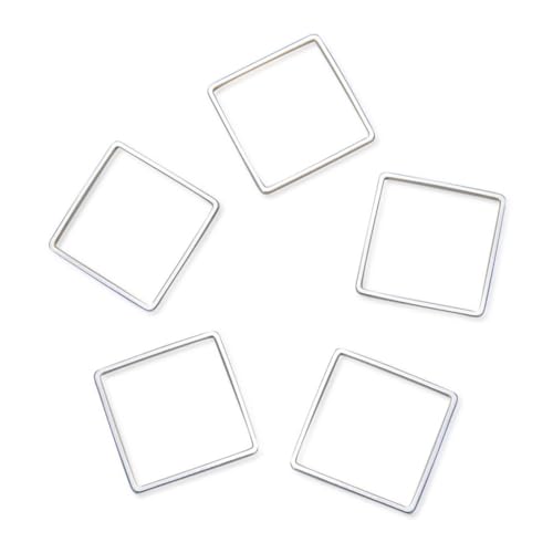 Adabele 100pcs Silver Square Beading Hoop Link Jewelry Findings 12mm Geometric Connector Open Back Bezel Frame for DIY Craft Jewelry Making CF73-1