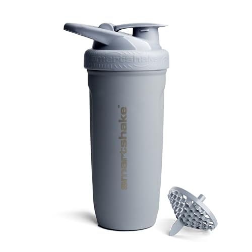 Smartshake Reforce - Vaso mezclador de botellas de acero inoxidable con capacidad de 30 onzas, color gris, 900 ml