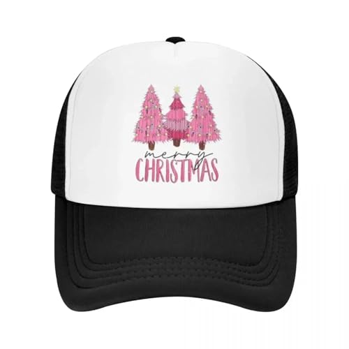 Gorra de béisbol Árbol de Navidad con Estampado Rosa Malla para Acampada para Mujeres Regalo de Camionero de Hip Hop