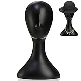 Acshio Professional Plastic Mannequin Head, 16 Inch Model Wig Head Stand with Neck for Women Men, Styling Making Display Holder with Jack for Hat, Mask, Headdress, Necklace, Black