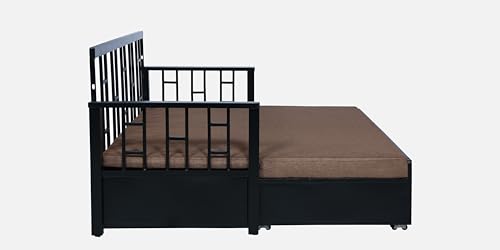 Image of Ubpon 3 Seater Metal Sofa Cum Bed with Hydraulic Storage | Single Size Sofa Cuma Bed | Metal Sofa Set for Living Room, Guest Room D10 Brown Sofa Single