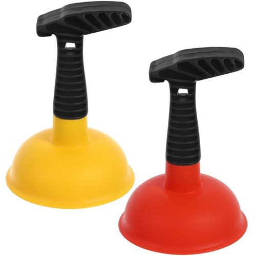 SEWOART 2 Piezas de Desatascadores para Lavabo y Baño Pequeños Mango Largo Colores Rojo y Amarillo Herramienta Práctica para Desagües de Cocina y Baño Fácil de Limpiar Uso Doméstico