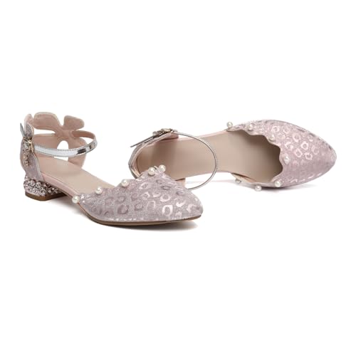 AOQUNFS Girls Dress Shoes Latin Ballroom Dance Shoes Mary Jane Low Heels Wedding Party Sandals,DS-20672