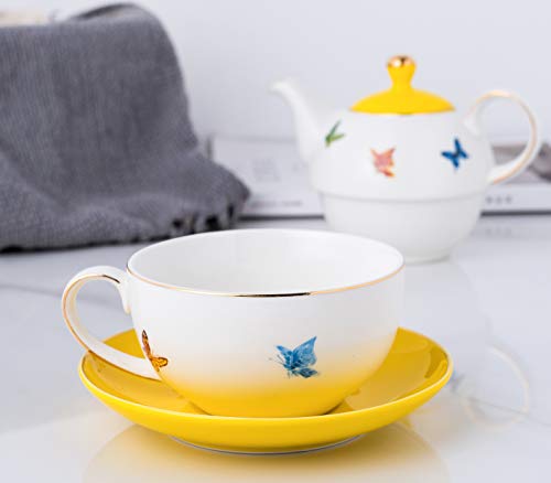 Jusalpha Butterfly Garden Teapot-Tea Cup-Saucer Set, Tea-For-One Set #06 #TOP4