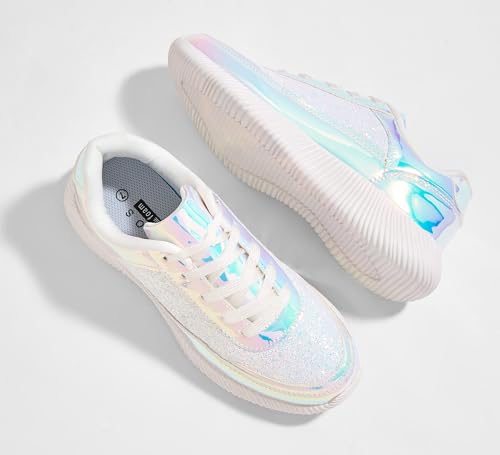 Image of BELOS Women's Glitter Shoes Sparkly Lightweight Metallic Sequins Tennis Shoes Casual Retro Braided Walking Shoes