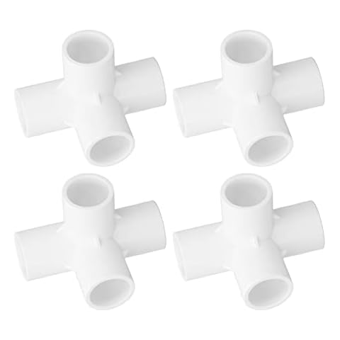 10PCS PVC Pipe Connector 25mm Inner Diameter Tee Corner Fittings Plastic Tee Fitting 4 Way PVC Fitting (White) Cover