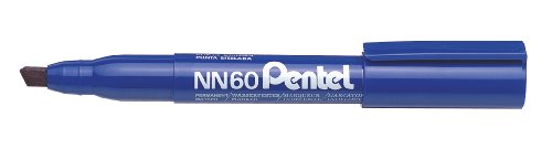 Pentel - Marcador permanente punta biselada. Color azul.