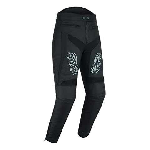 warrior gears Graphic Women Motorcycle Ladies Motorbike Trousers Waterproof Windproof Thermal Lining Protective Removable CE Armour Biker Pant (12) Black Cover