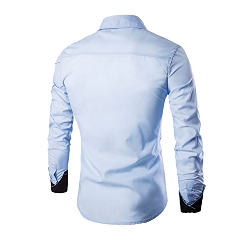 Men's Slim Fashion Casual Shirt Lapel Long Sleeve Plaid Button Down Shirts Class Wrinkle-Free Dress Shirt2