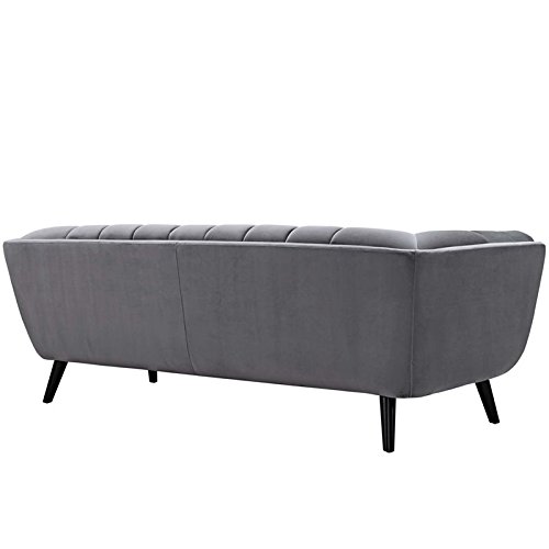 Modway Bestow Mid-Century Performance Velvet Upholstered Tufted Sofa In Gray #TOP3