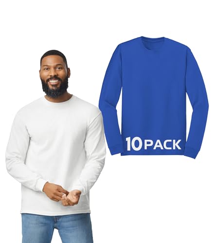 Men's Adult Heavy Cotton T-Shirt, Bulk 5400 Long Sleeve Shirt, Pack of Unisex Crew Tee - Custom Color Set, Remera para Hombre