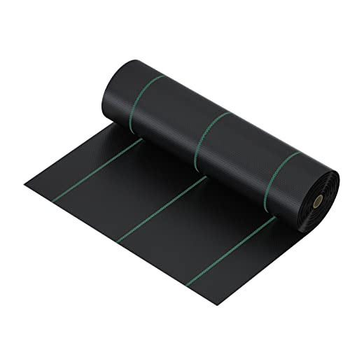 CRMCC Tela de membrana resistente para control de malezas, cubierta de suelo de polipropileno negro (PP), tela para paisajismo de jardín, tamaño: elegir opciones (1 m x 50 m, 1 m x 100 m, 2 m x 50 m