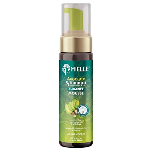Cabelos Cacheados: Guia Completo de Cuidados, Tipos e Rotina Ideal 3 Mielle Organics Avocado & Tamanu Curly Hair Mousse - Anti Frizz Hair Foam for Curly, Wavy, Coily Styles - Medium Hold Styling to Define & Control for a Soft, Natural Shine Finish (7.5oz)