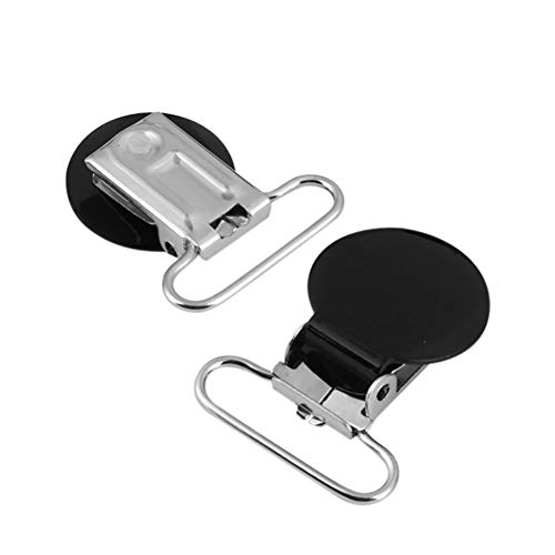 Image of Pacifier Clips, 10 Pack Suspender Clips, 1.4 inch Round Iron, Black