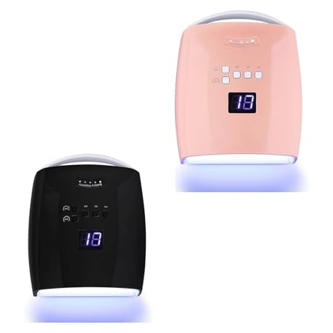 Rechargeable UV LED Nail Lamp 48W Cordless Led Nail Lamp with Metal Base, Professional Nail Dryer with Auto Sensor and 5 Timer Settings, Salon Quality Gel Nail uv Light(Pink+Black) Cover