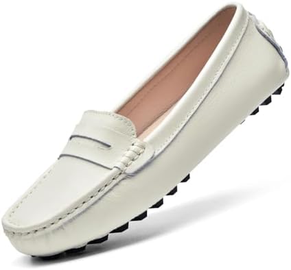 BEAUSEEN Women's Genuine Leather Penny Loafers Classic Driving Moccasins Casual Slip On Comfort Women Loafer Shoes