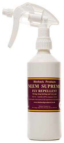 Spray de 500ml repelente de moscas y mosquitos 'Neem Supreme'  de Biteback Products, resistente y de larga duración