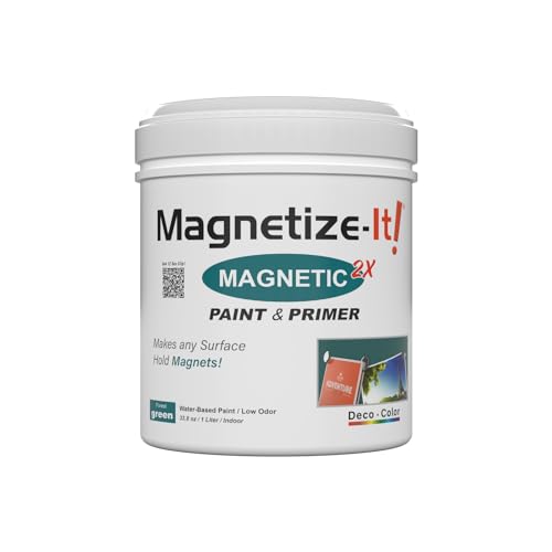 Magnetize-It! Magnetic Paint & Primer (Water Based) – Forest Green Deco Color Extra Strong and Sustainable, All-Purpose Interior 1L