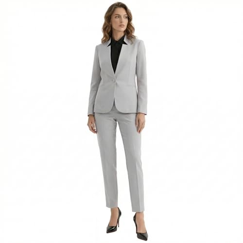 Ava Luke Hosenanzüge Für Damen Elegant Zweiteilig, Hosenanzug 2-teilig Anzüge Für Damen Silber 42