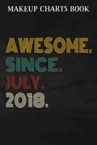 Makeup Charts Book :Awesome Since July 2018 4 Years Old 4th Birthday Gift: Gifts for Mom:Makeup Eyes and Face Charts Model Size 6x9 110 Blank Figure ... ... Design (Makeup Artists Portfolio Noteboo