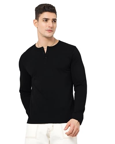 Image of LAZYCHUNKS Luxury Men's Full Sleeve Henley T-Shirt - Soft, Breathable, Stylish (Men's Henley T-Shirt), Great for Party and Casual wear