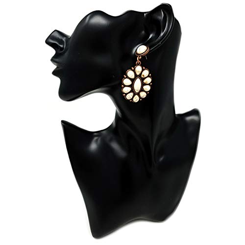 Emulily Western Oval Post Earrings Squash Blossom Boho (White)2