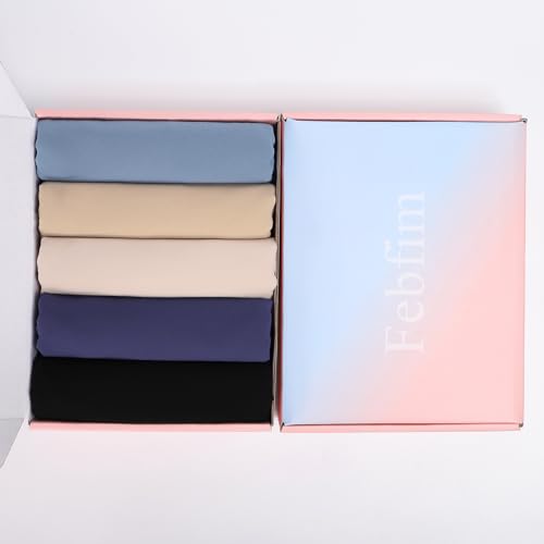 Febfim 4 PCS Muslim Women Soft Premium Solid Chiffon Hijab Scarves Shawl Long Scarf Wrap Scarves with Gift Box2