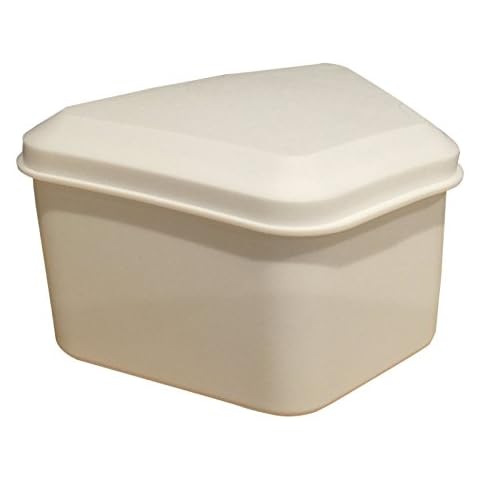 Pureline Oralcare Denture Container Capable of Soaking a Complete Upper and Lower Denture, White Cover