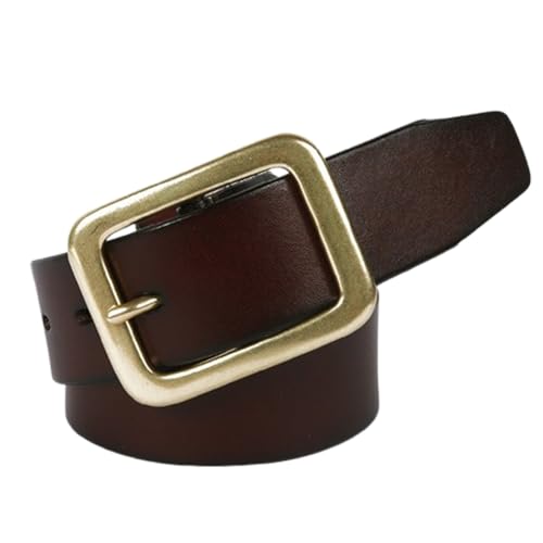 Ceinture en cuir pleine fleur pour homme large de 3,8 cm avec trou ovale