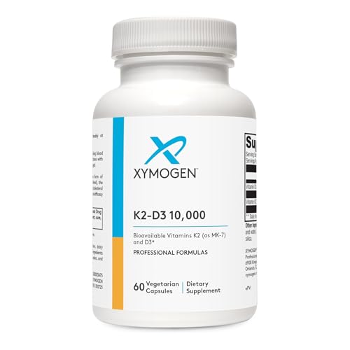 XYMOGEN K2-D3 10000 - Vitamin D3 K2 Supplement for Immune Bone & Cardiovascular Support* - Non-GMO Gluten-Free Vegetarian - 60 Capsules