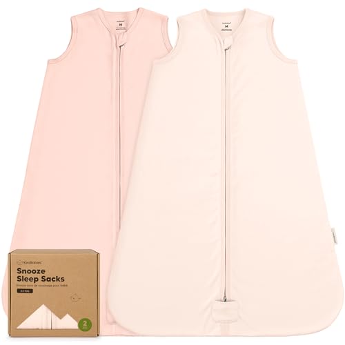 Image of 2-Pack Baby Sleep Sacks, Zipper Wearable Blanket - 100% Organic Cotton 0.5TOG, Soft Lightweight Toddler Sleeping Sack 6-12 months, Easy to Wear Newborn Swaddles Sleepsack (Mist Rose, M)