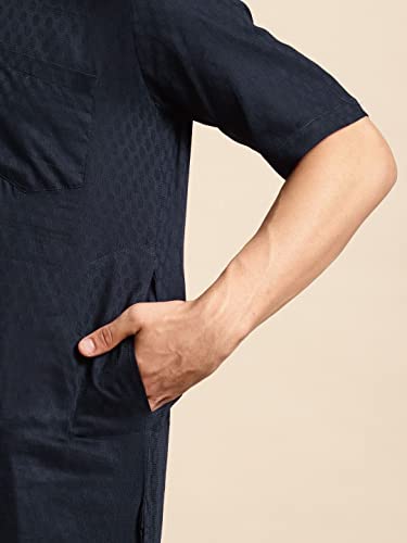 Image of Rajubhai Hargovindas Men's Pure Cotton Woven Design Half Sleeve Kurta