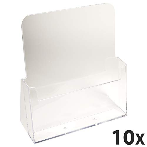 Exacompta 74058D 10er Pack Tischprospekthalter Exacyrl für DIN A4 aus robustem Acryl gefertigt aus einem Guss kristall ideal für Schreibtisch und Büro Verkaufsbüro Flyerhalter