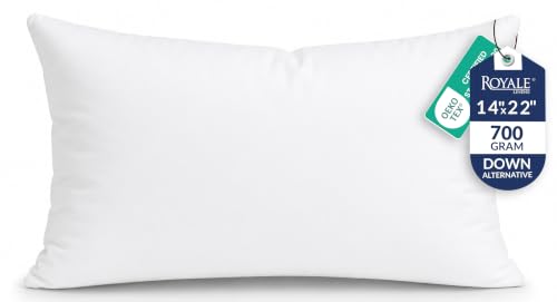 ROYALE LINENS 14 X 22 Pillow Insert - Down Alternative Throw Pillows Insert - Rectangle Pillow Pack of 1 White - Bed & Couch Pillows - Inner Cushion for Bed Cushion for Living Room - Shams Stuffer