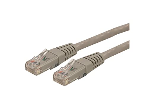 Image of StarTech 10ft CAT6 Ethernet Cable - Gray CAT 6 Gigabit Ethernet Wire -250Mhz 100W PoE RJ45 UTP Molded Network Patch Cord with Strain Relief (C6PATCH10GR) | 250MHz bandwidth, Gold-plated RJ45, Patch Cable, Ethernet Cord, UTP Molded Network, Strain Relief, 10Gbps speeds