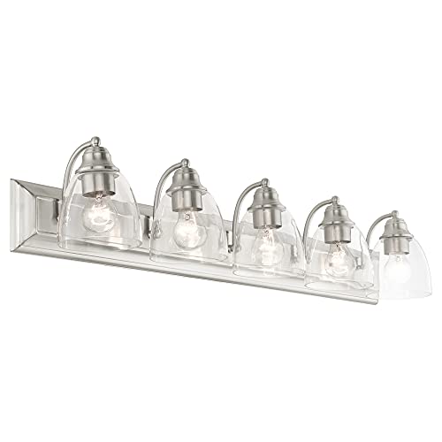 Livex Lighting 17075-91 Birmingham Collection 5-Light Bathroom Vanity Light with Clear Glass, Brushed Nickel by Livex - Image 5