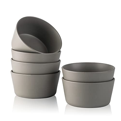 Amorarc Stoneware Cereal Bowls For Kitchen, 26 Ounce Ceramic Soup Bowls Set Of 6 For Oatmeal Snacks Soup Cereal, Chip-Resistant Kitchen Bowls, Matte Gray #TOP23