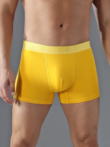 Image of KOFFY Men's Stretchable Cotton Lycra Long Trunk with C-Type Front Open | Wrinkle-Free | Ultra-Soft Elastic