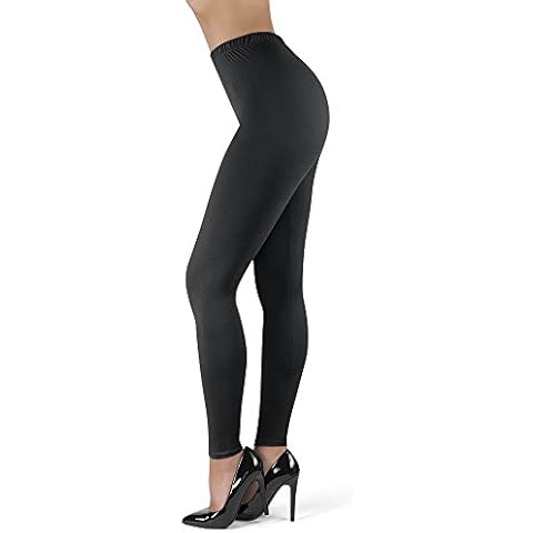 Satina High Waisted Leggings for Women | New Full Length w/Stretch Waistband | Ultra Soft Opaque Non See Through (PlusSize, Black) Cover
