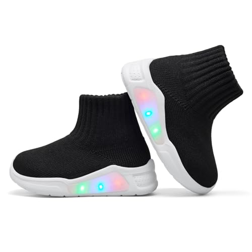 MORENDL Toddler Light Up Walking Shoes Baby Non-Slip Sock Shoes Toddler Slip On Sneakers Boys & Girls3