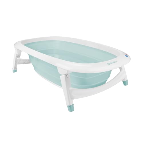 Badabulle Baignoire Bébé Pliable - Ultra Compacte - 35L - Pieds Antidérapants - Bouchon de Vidange & Témoin de Température - Poignée pour Transport et Séchage