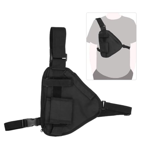 Arnés de Radio para el Pecho, Chaleco Portátil del Walkietalkie de 10,2 X 6,69 Pulgadas, Bolsa de Pecho para Radio Bidireccional con Correa Ajustable para Radio, Walkie Talkie (Negro)